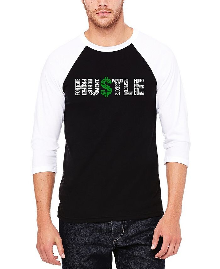 

Мужская бейсбольная футболка реглан Word Art Hustle LA Pop Art, мультиколор