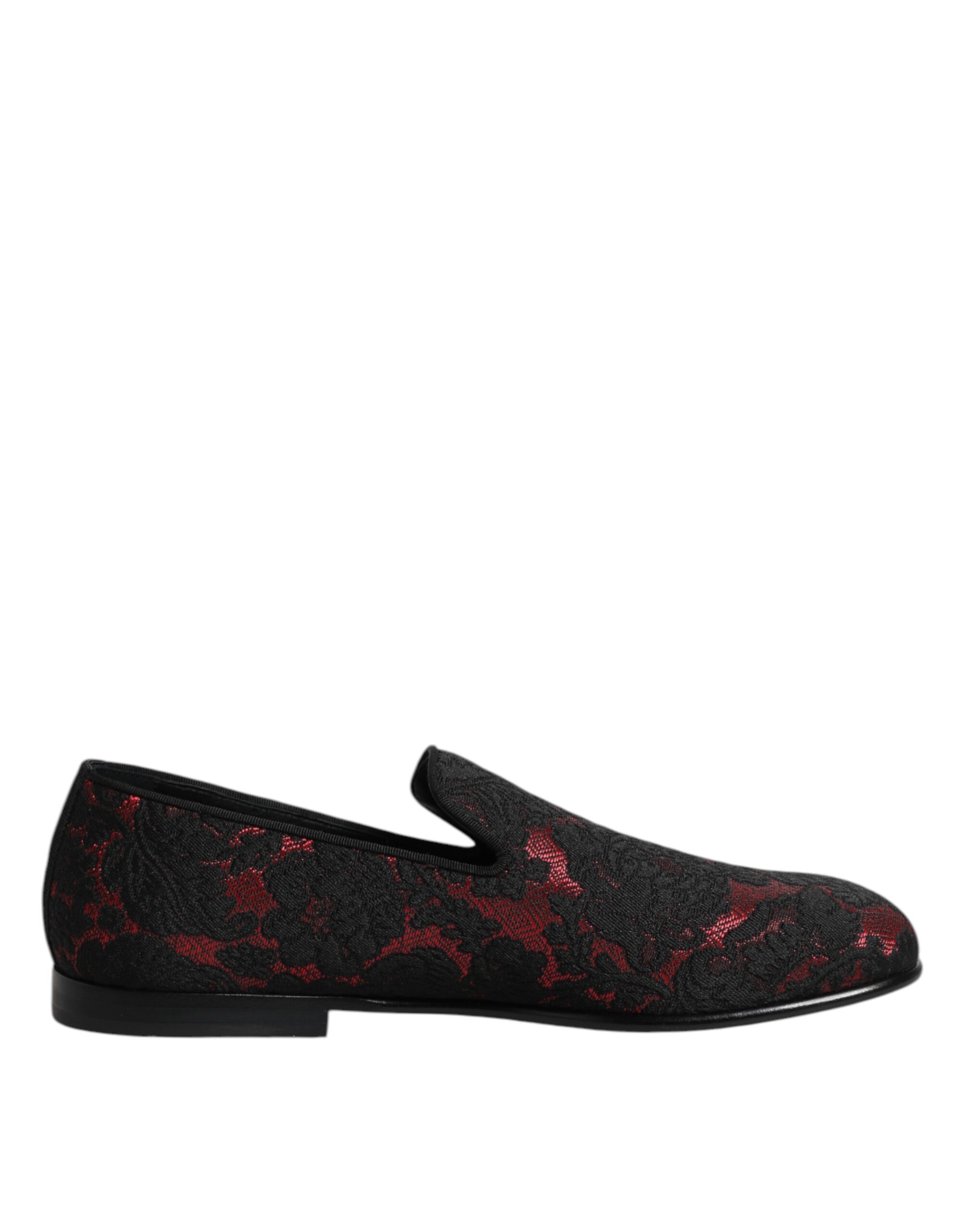 Красно-черные жаккардовые туфли-лоферы Dolce & Gabbana, Black and Red