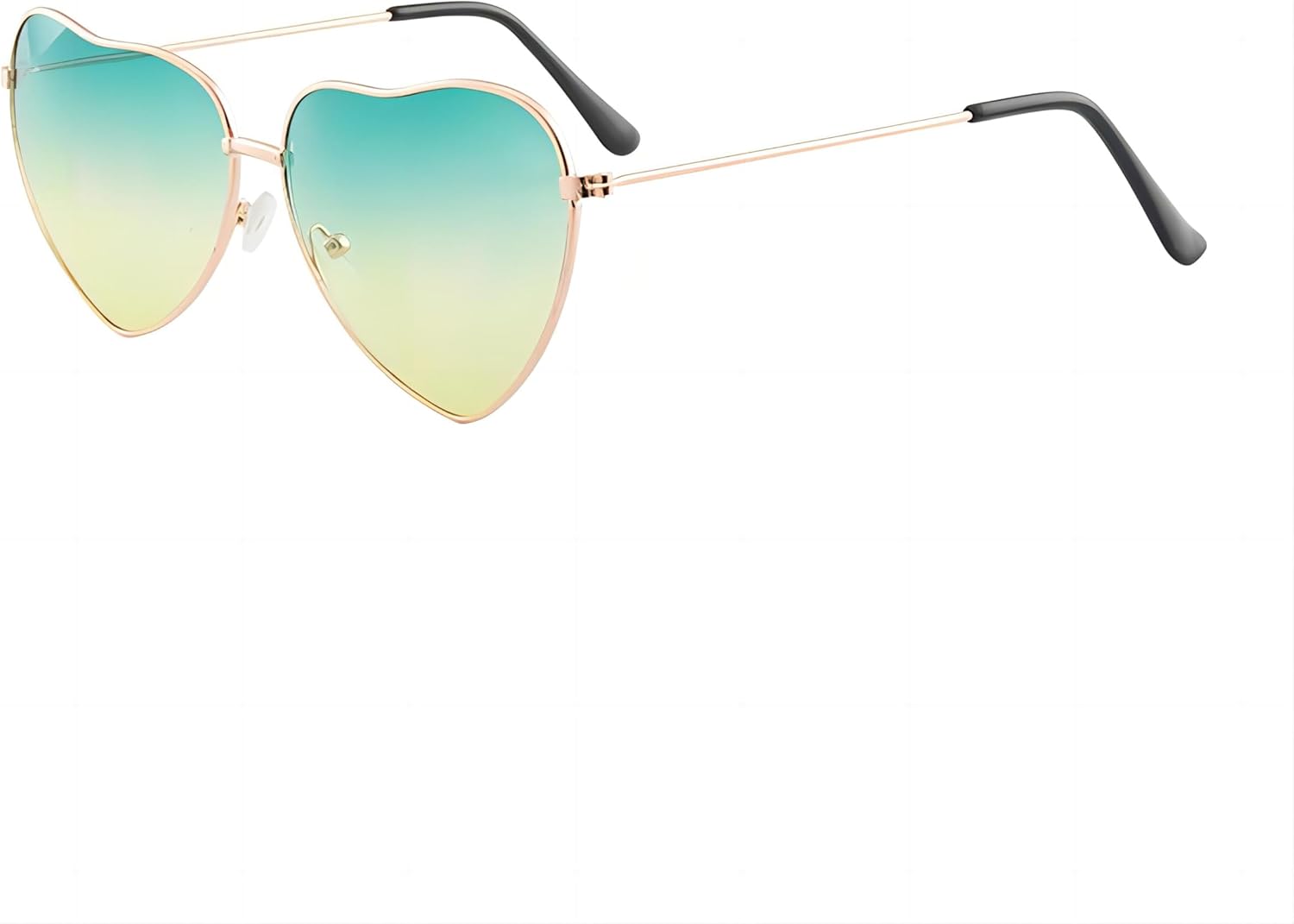 

Солнцезащитные очки в форме сердца для женщин, металлическая оправа, очки в стиле хиппи для мужчин, винтажные аксессуары, защита от УФ-излучения UV400 SOHUPAC, Green Yellow-gold