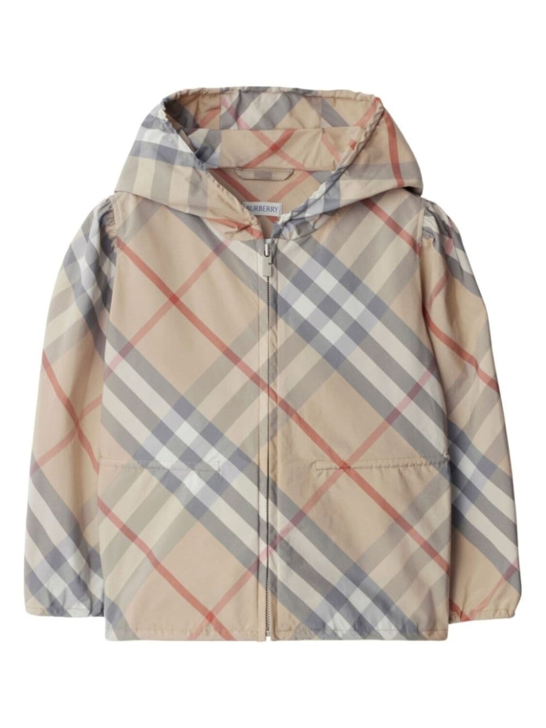 

Burberry Kids клетчатая куртка с капюшоном, нейтральный цвет