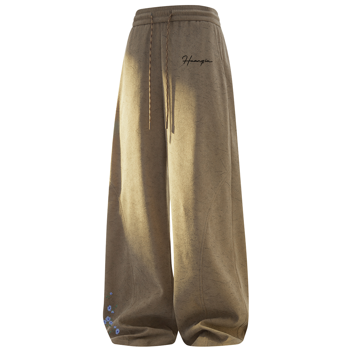 

Повседневные брюки Unisex утепленные с флисовой подкладкой прямого кроя HUANQIU, хаки fleece-lined