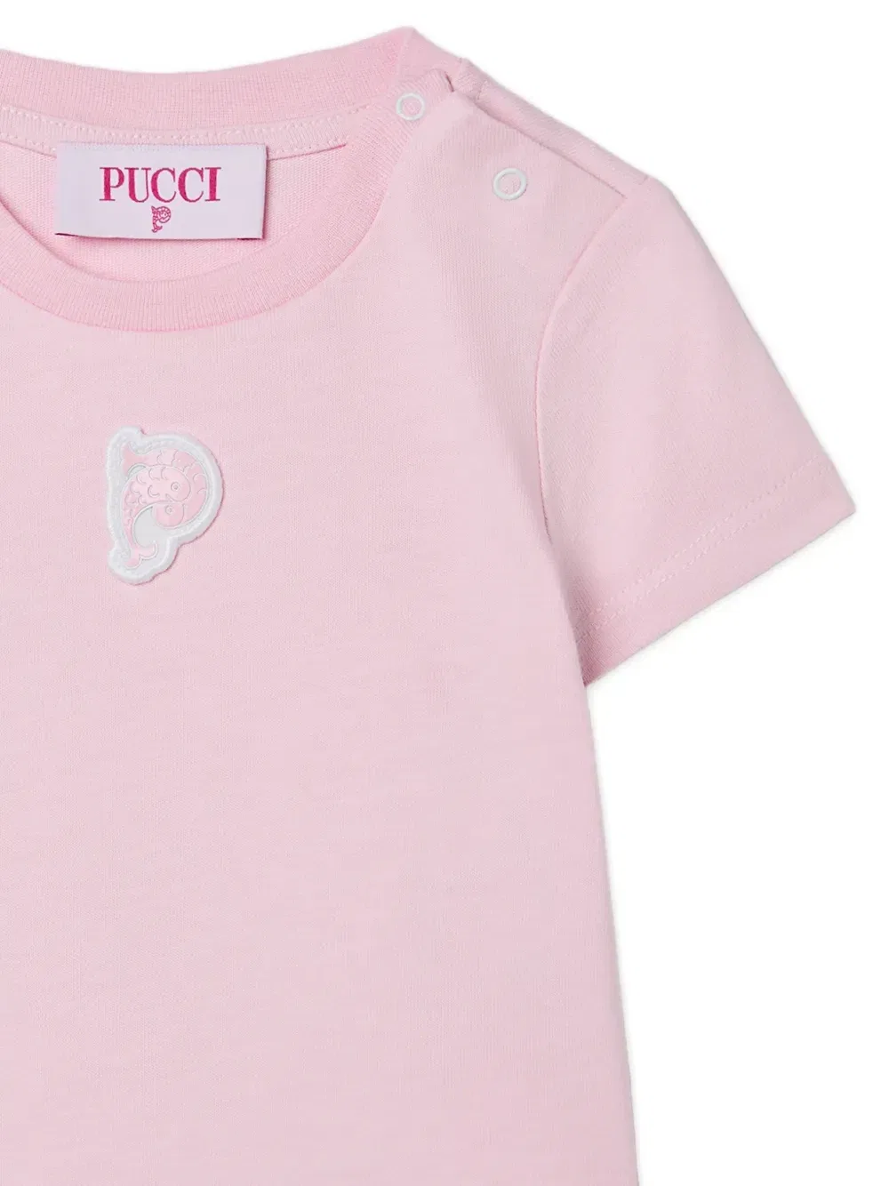 Футболка с вышитой нашивкой Pucci Junior, розовый — фото 3