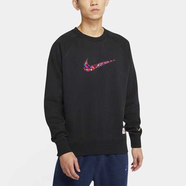 Толстовка Nike Sportswear Front Swoosh Casual Sports Crew-neck 'Black Red', черный — фото 4