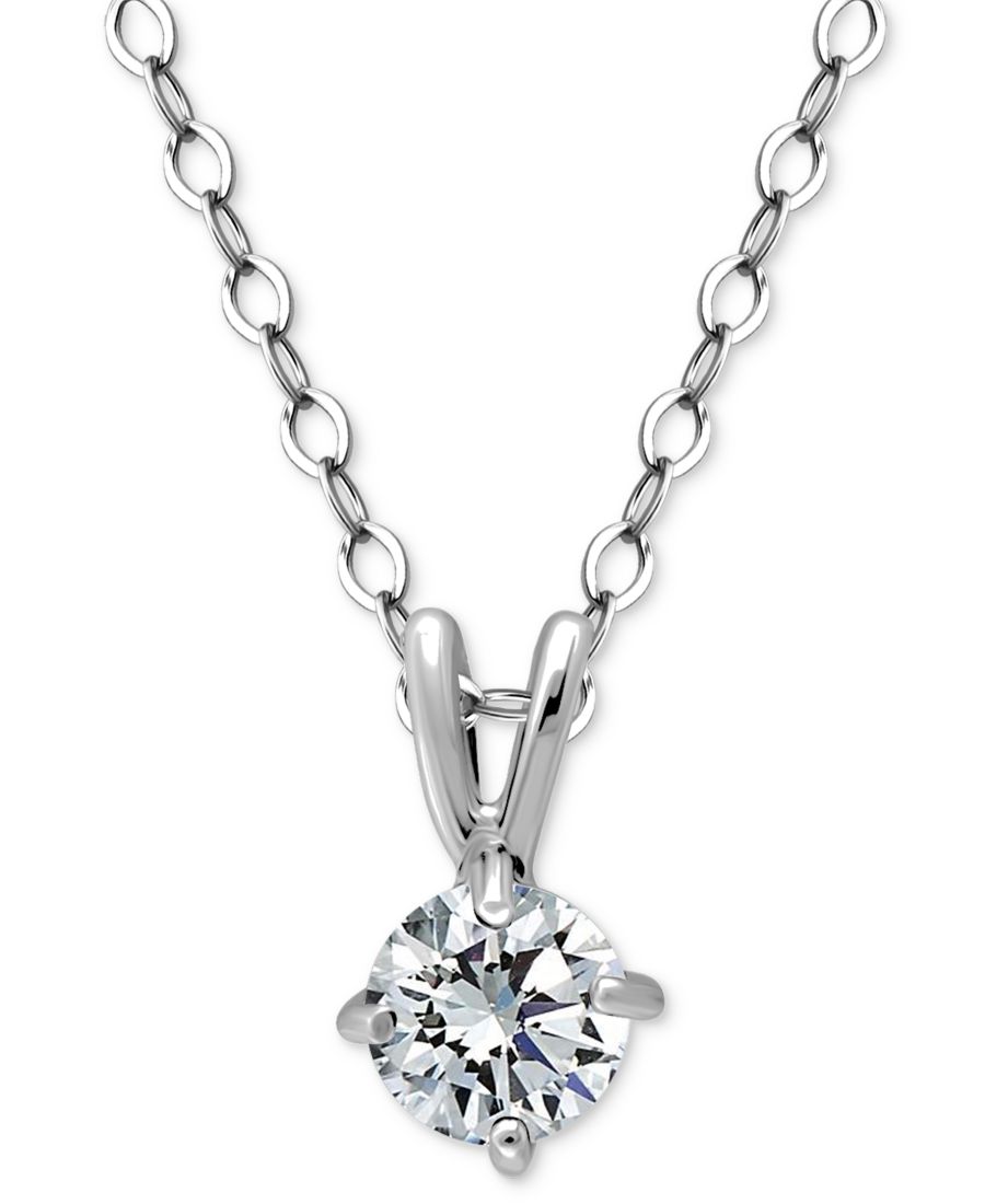 

Колье с подвеской-солитером из кубического циркония в оправе из 18-каратного золота поверх стерлингового серебра, длина 40 см + удлинитель 5 см Giani Bernini, Silver