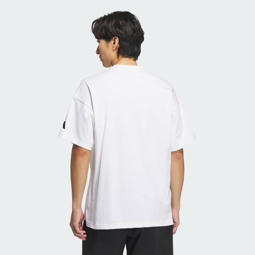 Футболка свободного кроя из плотного трикотажа с коротким рукавом и карманом. Adidas, white — фото 2