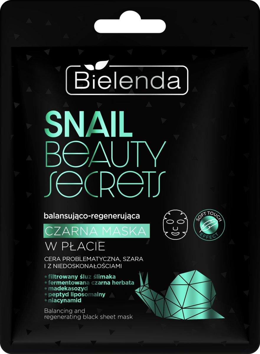 

Bielenda, SNAIL BEAUTY SECRETS, Балансирующая и восстанавливающая черная тканевая маска, 1 шт.