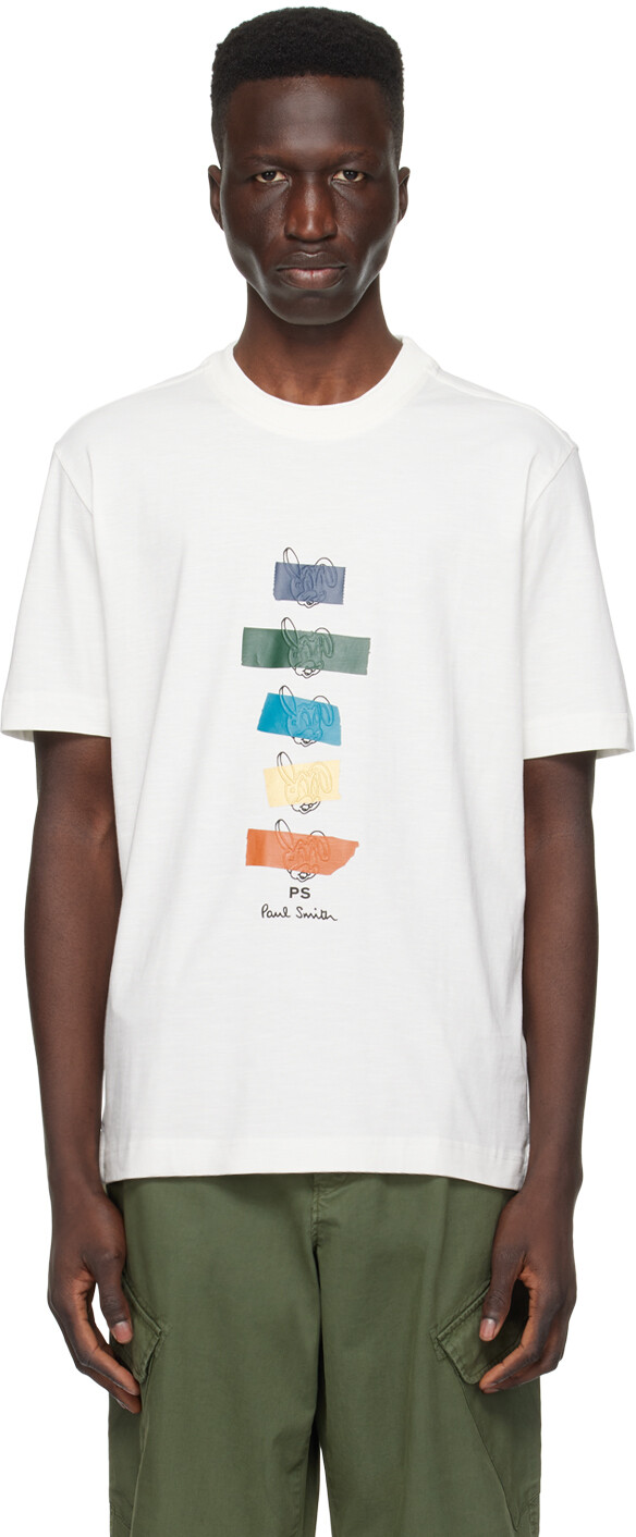 

Бело-белая футболка с рисунком Ps By Paul Smith