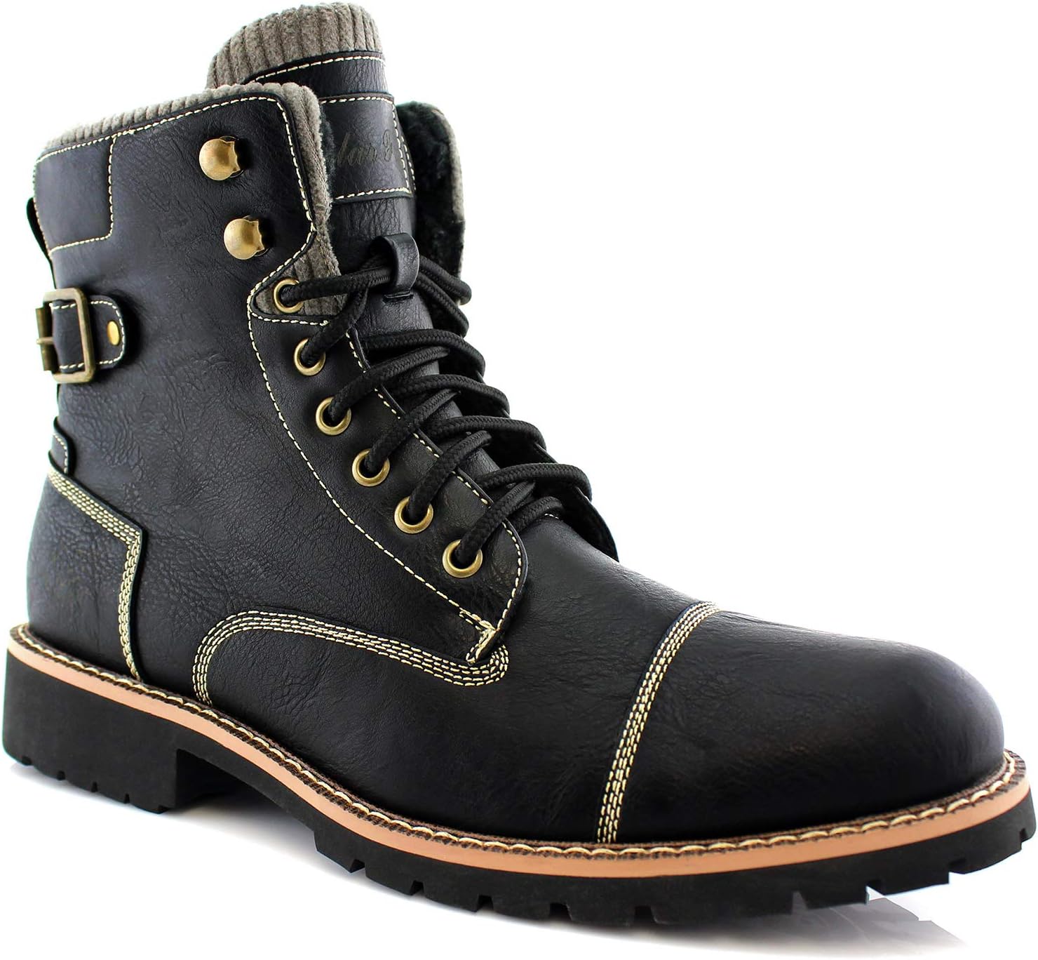 

Мужские зимние ботинки Polar Fox из веганской кожи с опцией подкладки из искусственного меха, черный