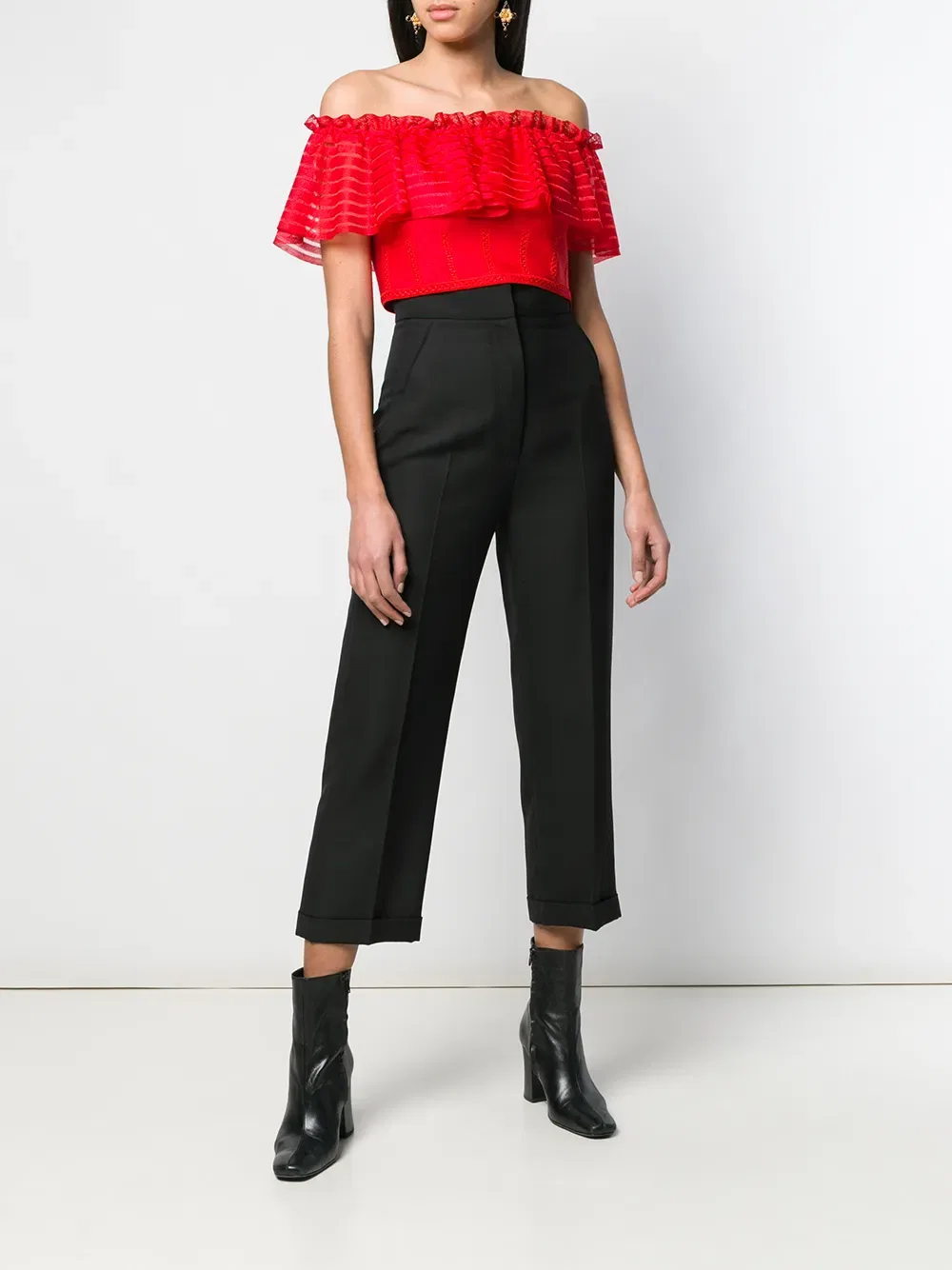 Укороченный топ с открытыми плечами Alexander Mcqueen, красный — фото 2