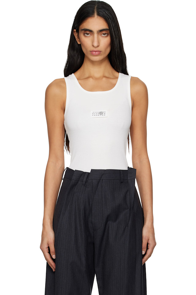 

Mm6 Maison Margiela Белая трикотажная майка в рубчик