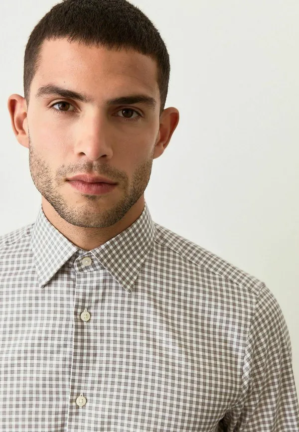 Рубашка с длинным рукавом стандартного кроя Next, Grey Gingham — фото 3