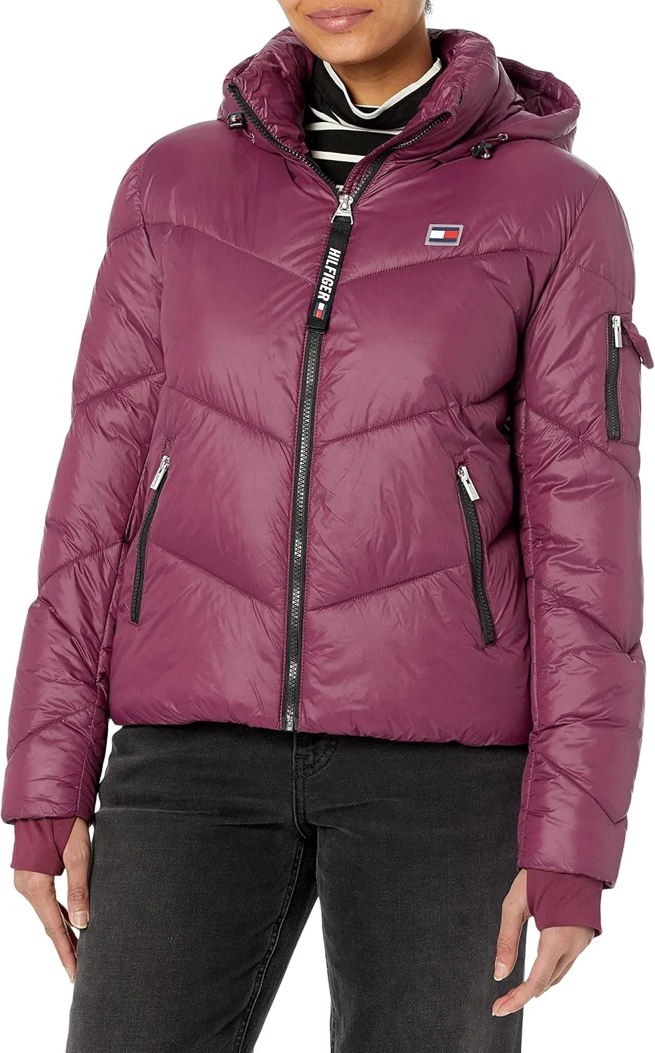 Женская куртка-пуховик с капюшоном Tommy Hilfiger, цвет Crushed Grape
