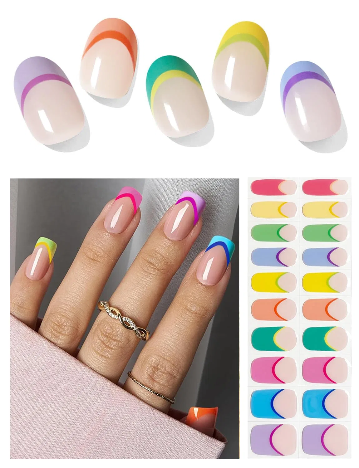 Набор самоклеящихся UV-пленок для ногтей Macaron French от Nail Foils Wahrshei — фото 2