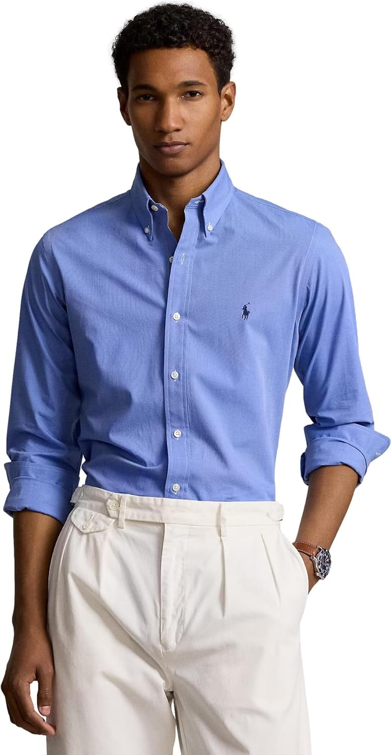 POLO RALPH LAUREN Мужская классическая рубашка Poplin Sport, Blue End On End — фото 2