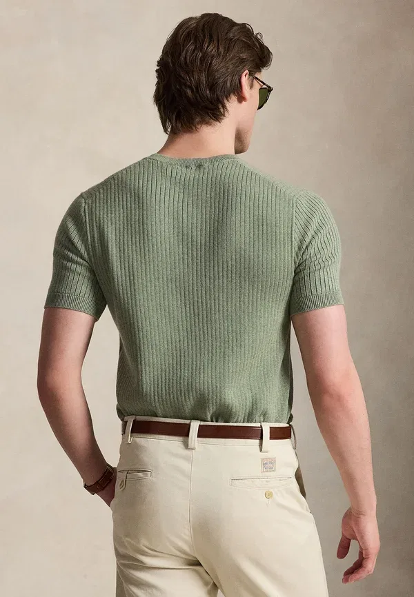 Джемпер из рибаны с коротким рукавом Polo Ralph Lauren, зелёный папоротник — фото 3