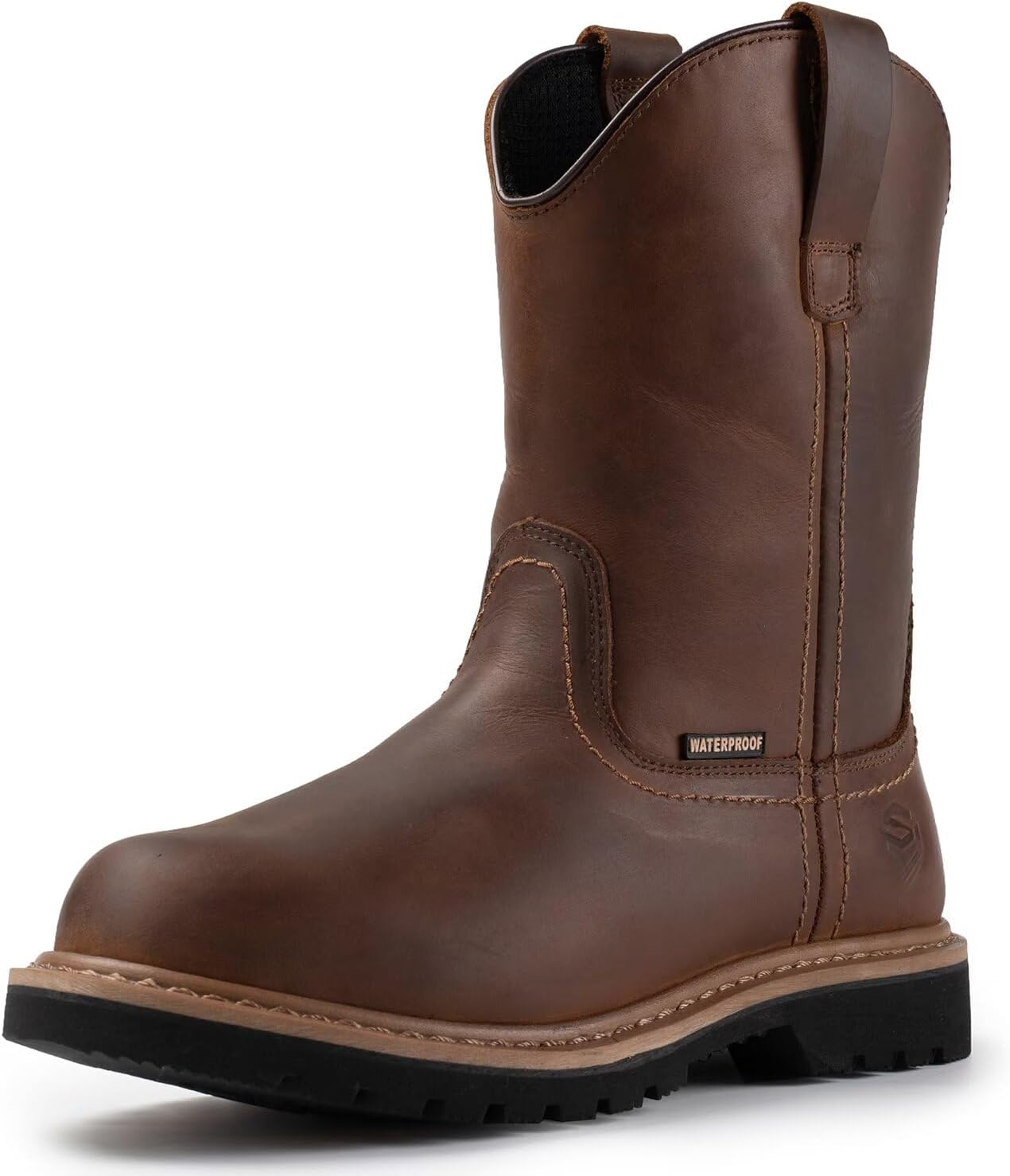 

Рабочие водонепроницаемые резисапоги SUREWAY 25 см для мужчин, с мягким/стальным носком, коричневый