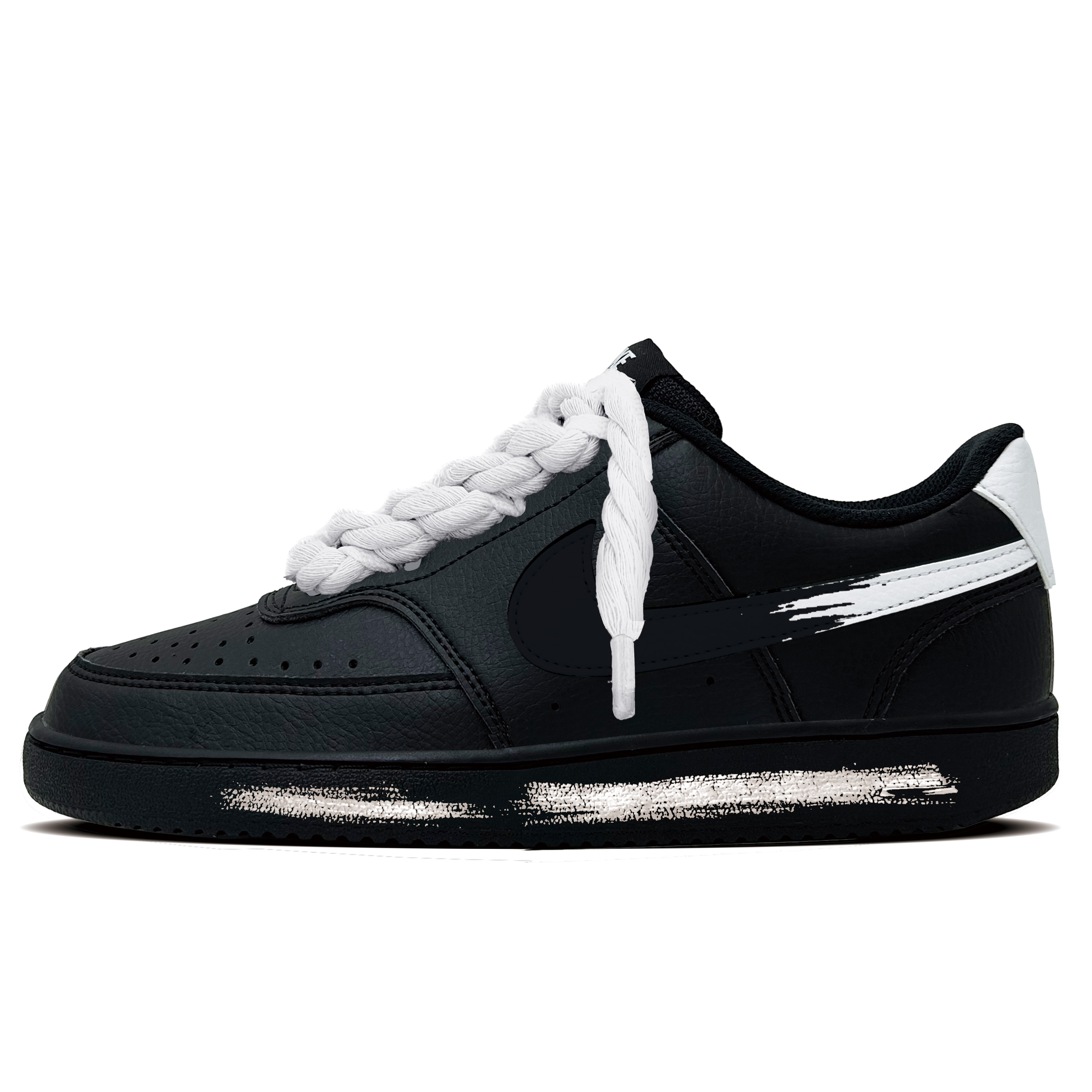 

Nike Кроссовки Court Vision 1 Xiao Mo Synthetic Leather Abrasion Resistant Low top мужские, черно-белые