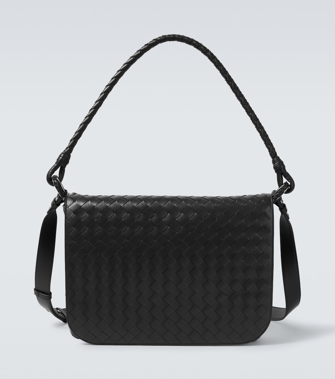 

Сумка-мессенджер Swing Intrecciato из кожи Bottega Veneta, Kaki-Vintage Silver