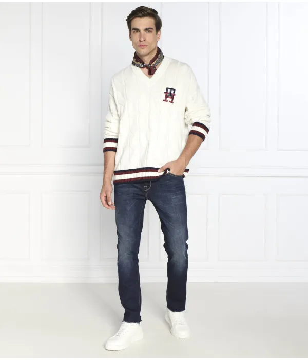 Шерстяной свитер с монограммой Cable Cricket Oversize fit Tommy Hilfiger, белый — фото 2