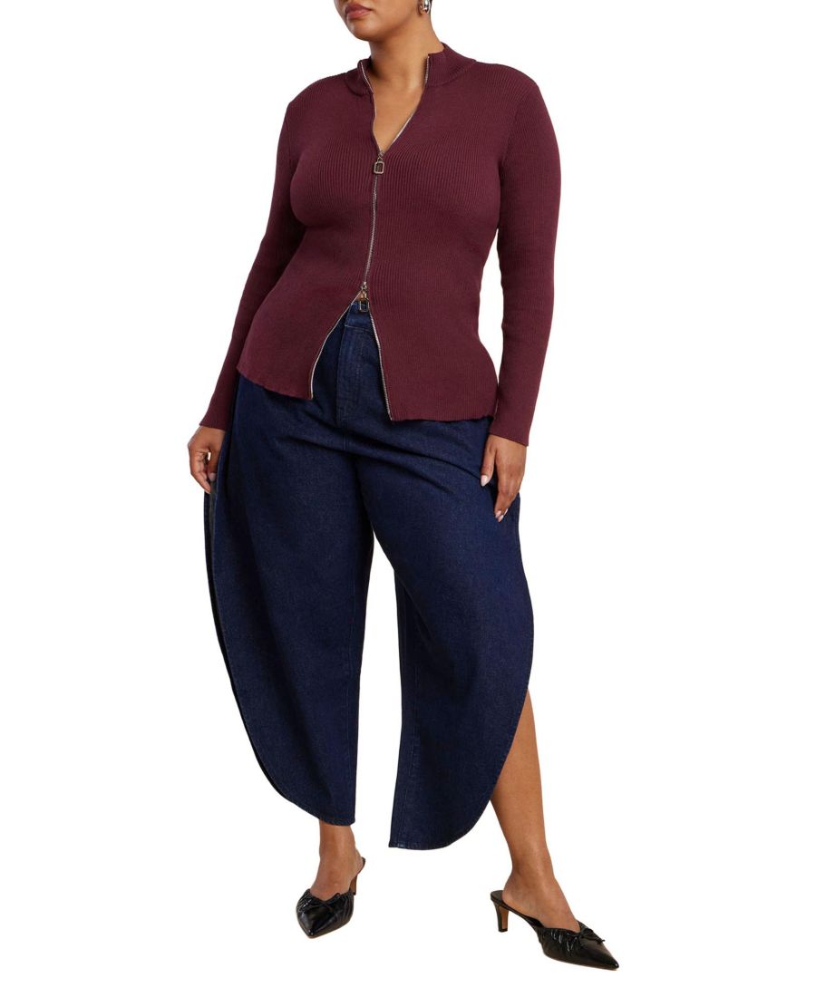 

Женские джинсы с открытыми боками и закругленными краями в форме лепестка ELOQUII, True dark rinse