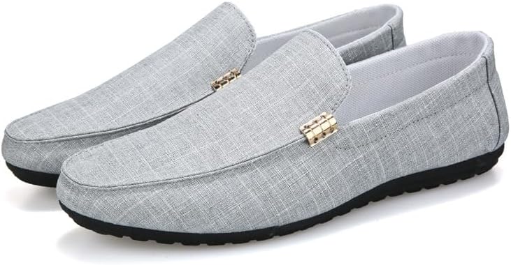 

Мужские однотонные лоферы из холщовой ткани, удобные повседневные слипоны, плоская обувь для мужчин для использования на улице Hhhchpm, серый