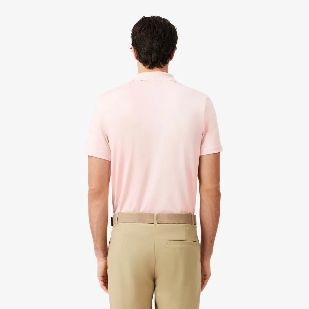 Мужская базовая футболка-поло для гольфа светло-розового цвета от Lacoste — фото 3
