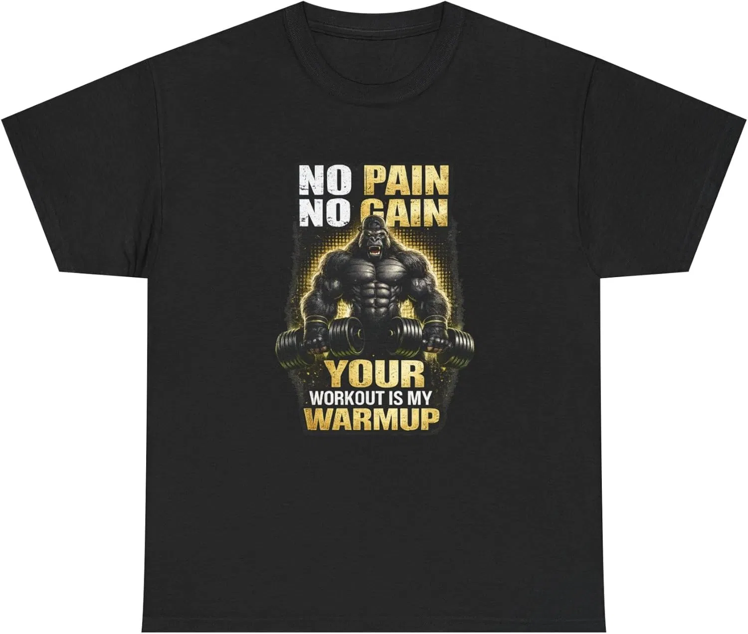 Футболка с принтом No Pain No Gain, GENERIC, черный