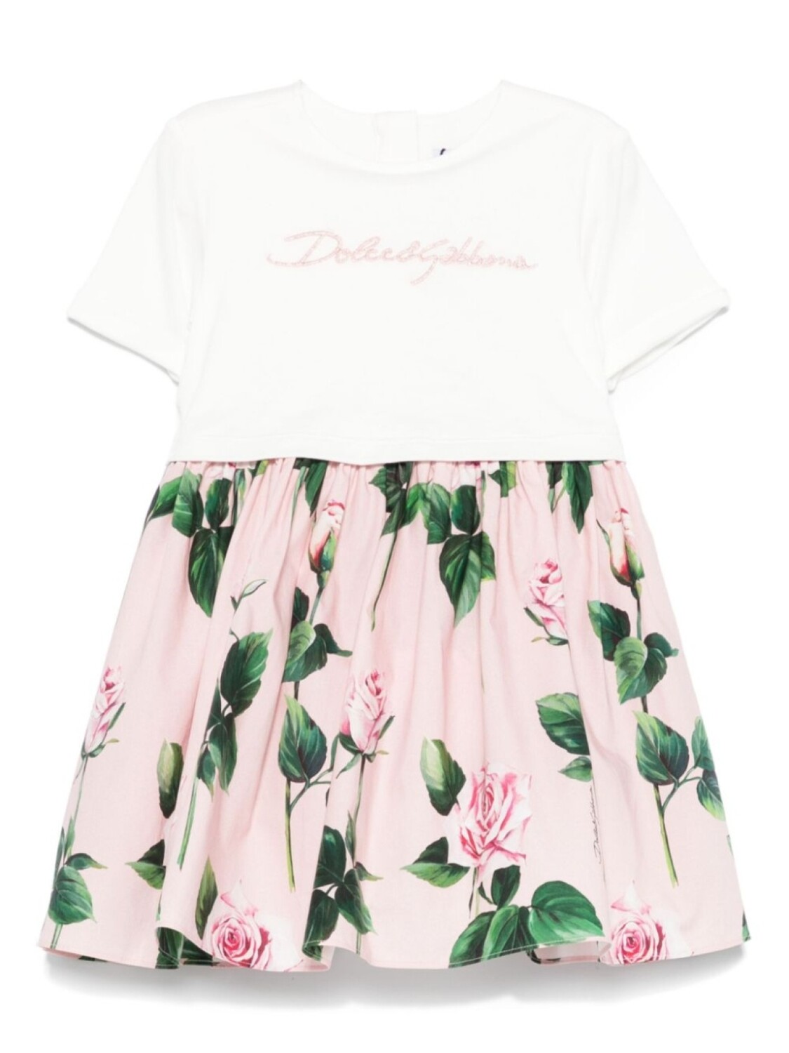 

Платье с вышитым логотипом Dolce & Gabbana Kids, розовый