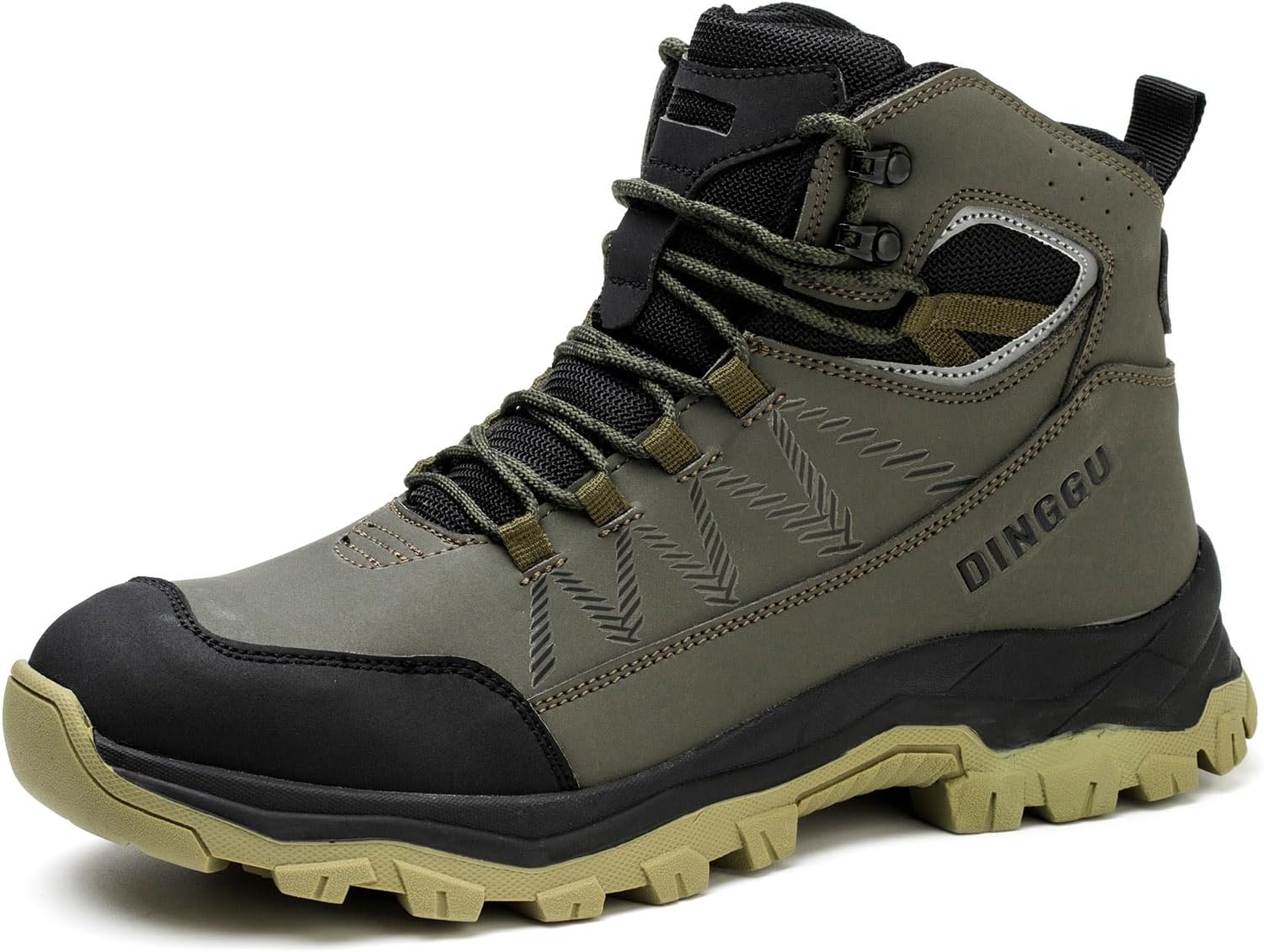 

Мужские ботинки с стальным носком, водонепроницаемые защитные ботинки, удобные промышленные и строительные ботинки для мужчин Dinggu, зеленый