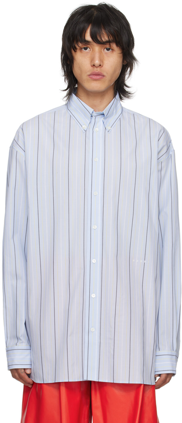 

Синяя полосатая рубашка Marni, цвет Aquamarine