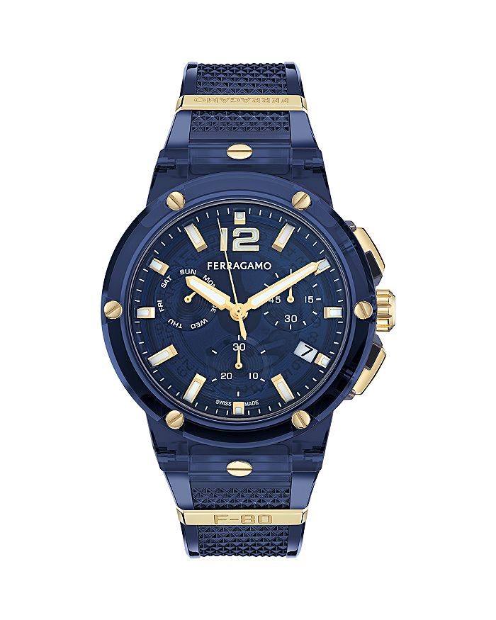 

F-80 Translucent Chronograph, 44 мм FERRAGAMO, синий