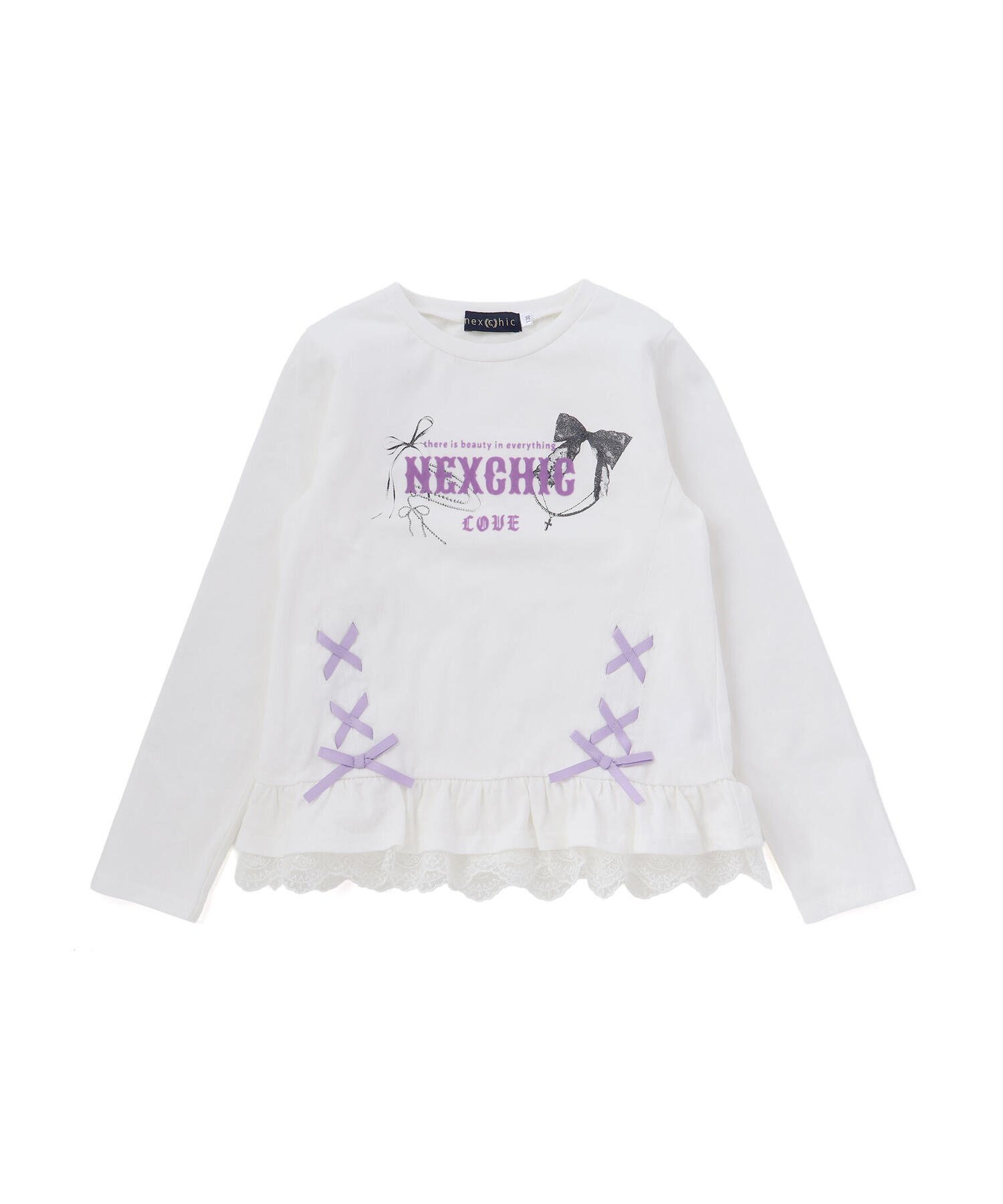 Футболка из джерси с кружевной каймой (110–150 см) Nexchic, white — фото 3