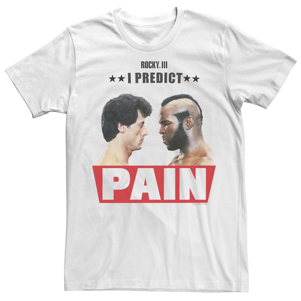 

Мужская футболка Rocky 3 I Predict Pain Rocky And Clubber Face Off с портретом Licensed Character, белый
