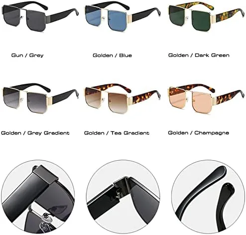 

Солнцезащитные очки в стиле ретро 2027 года для женщин, защита от УФ-излучения UV400, для мужчин, металлический корпус, темно-зеленый цвет MTZJH, Golden Blue