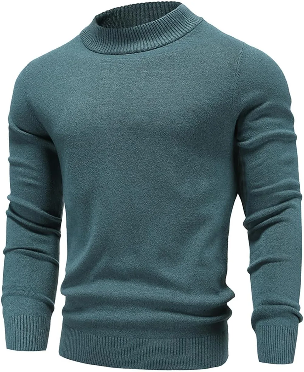 

Мужской однотонный полуводолазный вязаный свитер с длинным рукавом