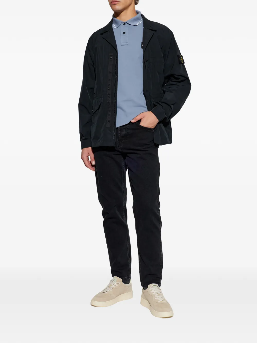 Рубашка-овершот с нашивкой-логотипом и накладными карманами Stone Island, черный — фото 2