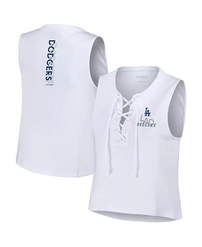 

Женская белая майка Los Angeles Dodgers на шнуровке WEAR by Erin Andrews