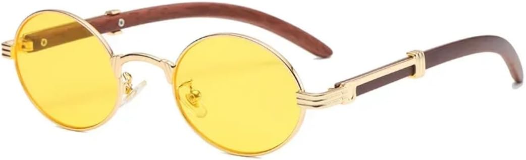 

Солнцезащитные очки с защитой от УФ-излучения UV400 | Маленькая овальная круглая оправа, цветные линзы | Для женщин и мужчин, для занятий спортом на открытом воздухе и вождения DSVIGF, Gold Yellow