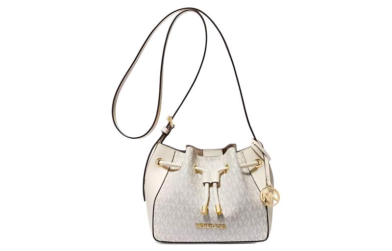 

MICHAEL KORS Сумка кроссбод через плечо малая женская из покрытого холста бежево-белая