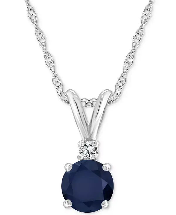 

Ожерелье с подвеской 18 дюймов из 14-каратного белого золота (также с рубином) с сапфиром (5/8 карата) и бриллиантами Macy'S, sapphire