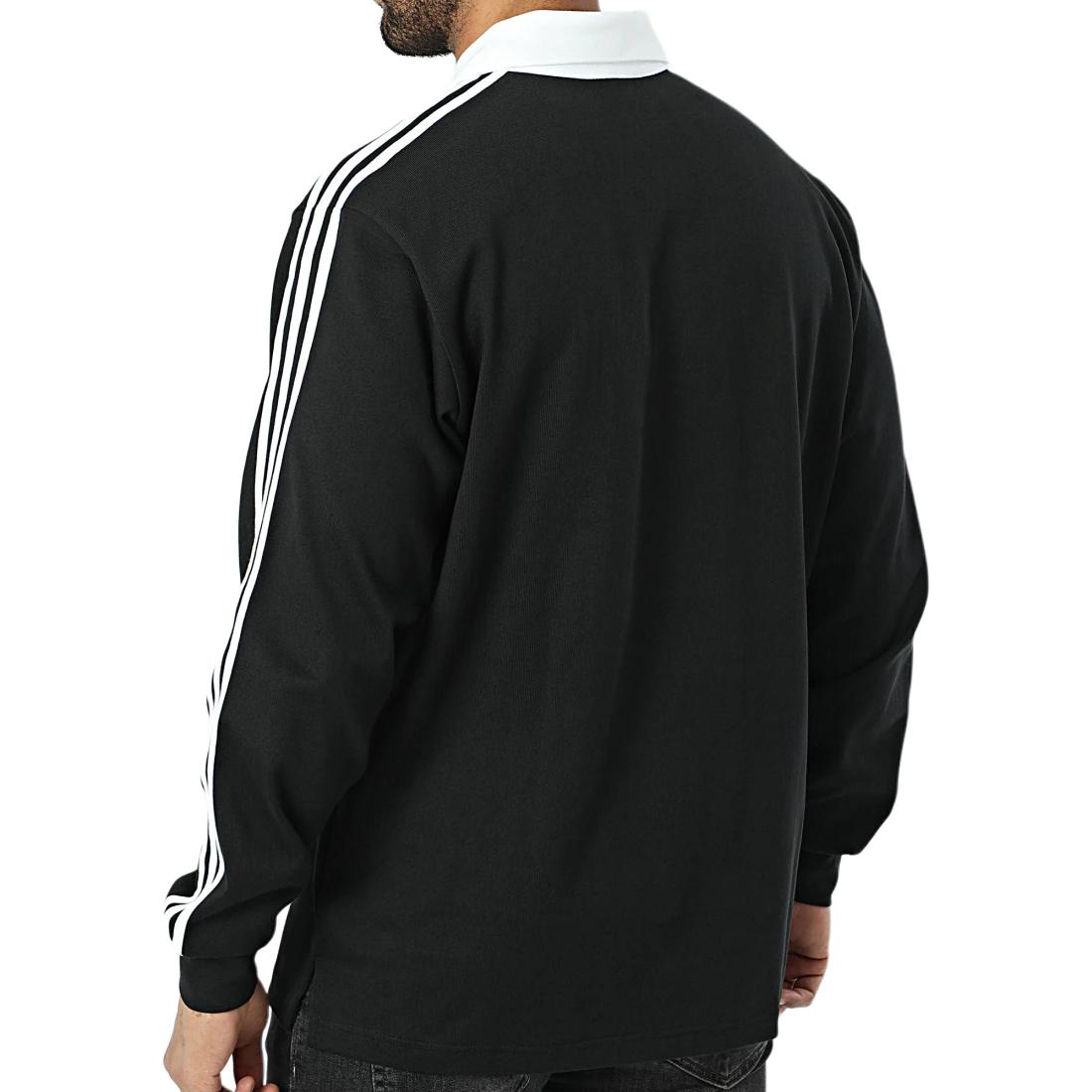 Футболка поло Unisex с 3 полосками Adidas Originals, черный — фото 4
