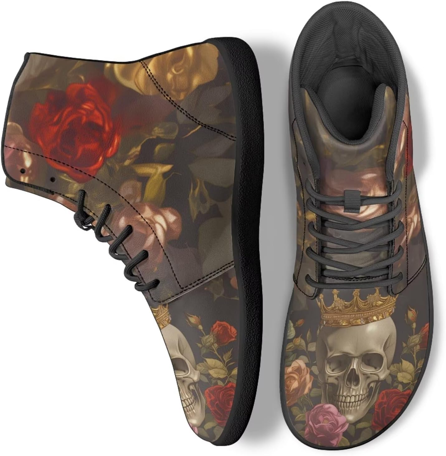 

Кеды с высоким берцем в виде черепа для мужчин и женщин, повседневная обувь для ходьбы, работы и бега Ecaestolph, серый