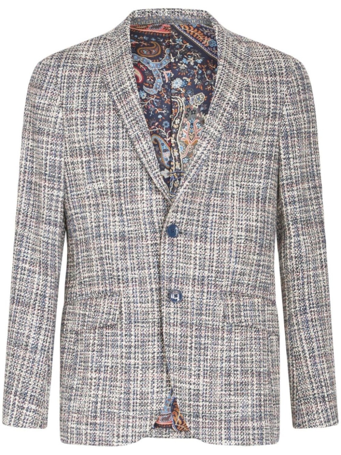 

ETRO клетчатый пиджак из ткани букле, синий