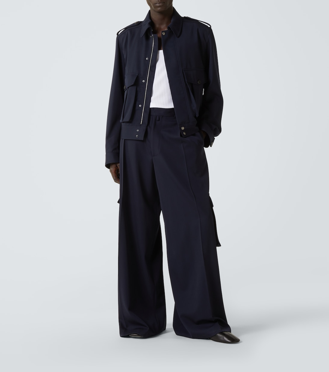 Шерстяные брюки-карго с высокой талией Dries Van Noten, темно-синий — фото 2