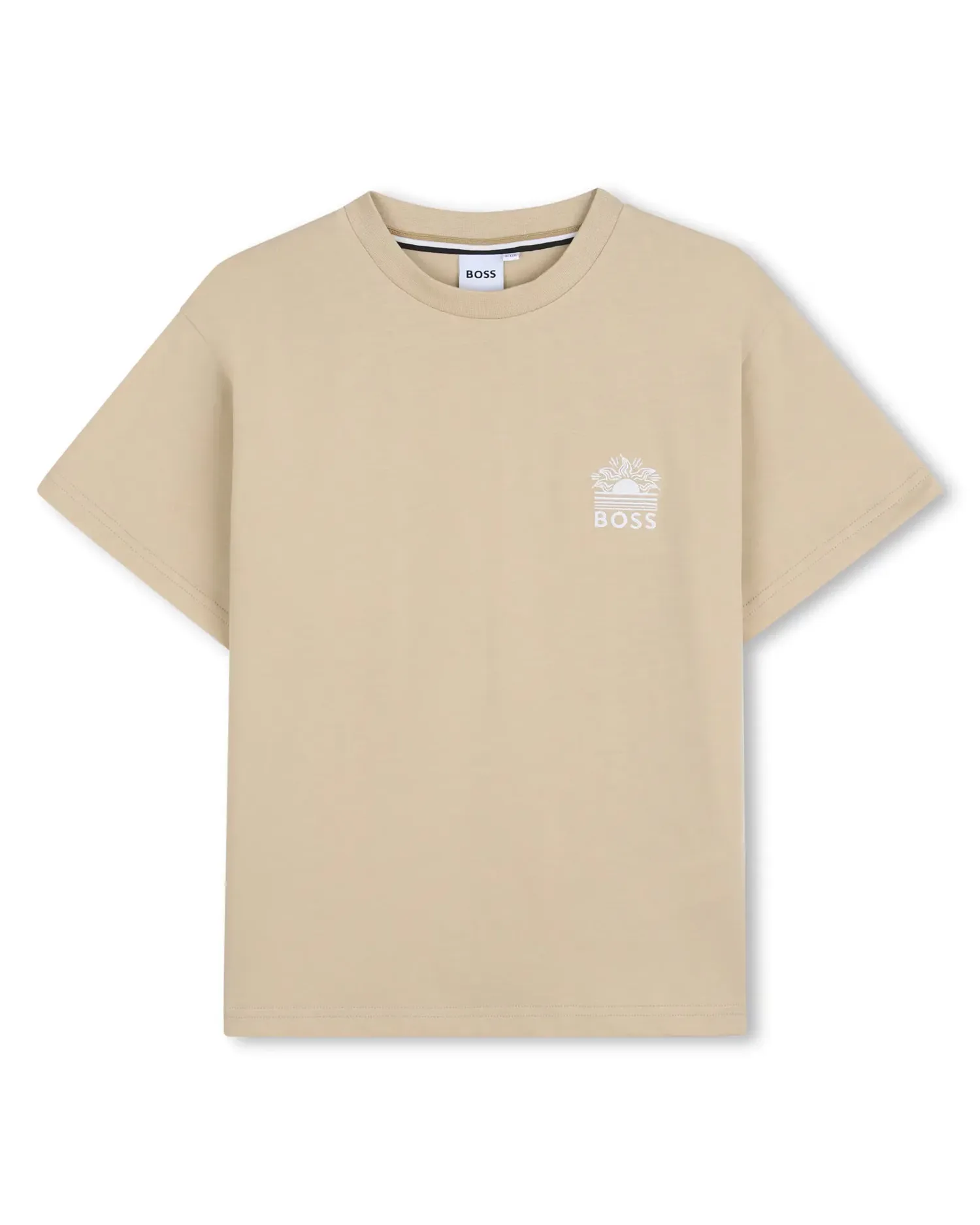 Детская футболка с коротким рукавом из однотонного хлопка BOSS Kidswear, Natural