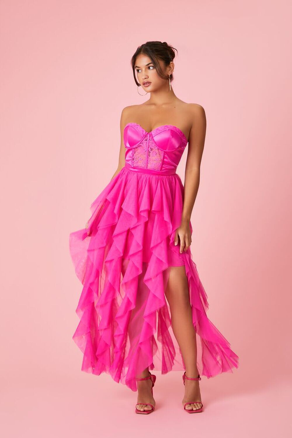 

Сетчатое платье-футляр миди Sweetheart Forever 21, фуксия