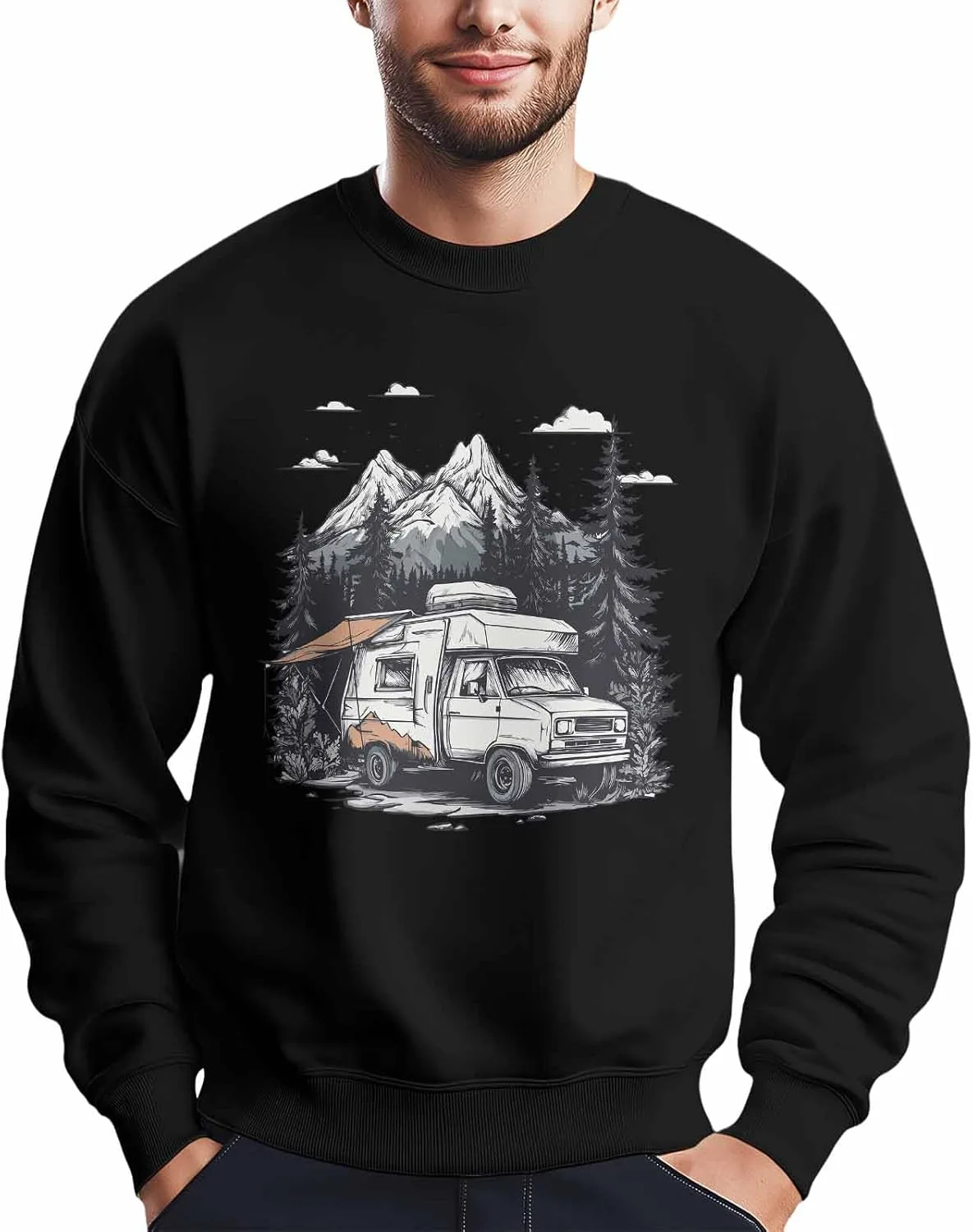 

Мужской свитшот с принтом Forest Camping Party, Crewneck, длинный рукав Winvebermior