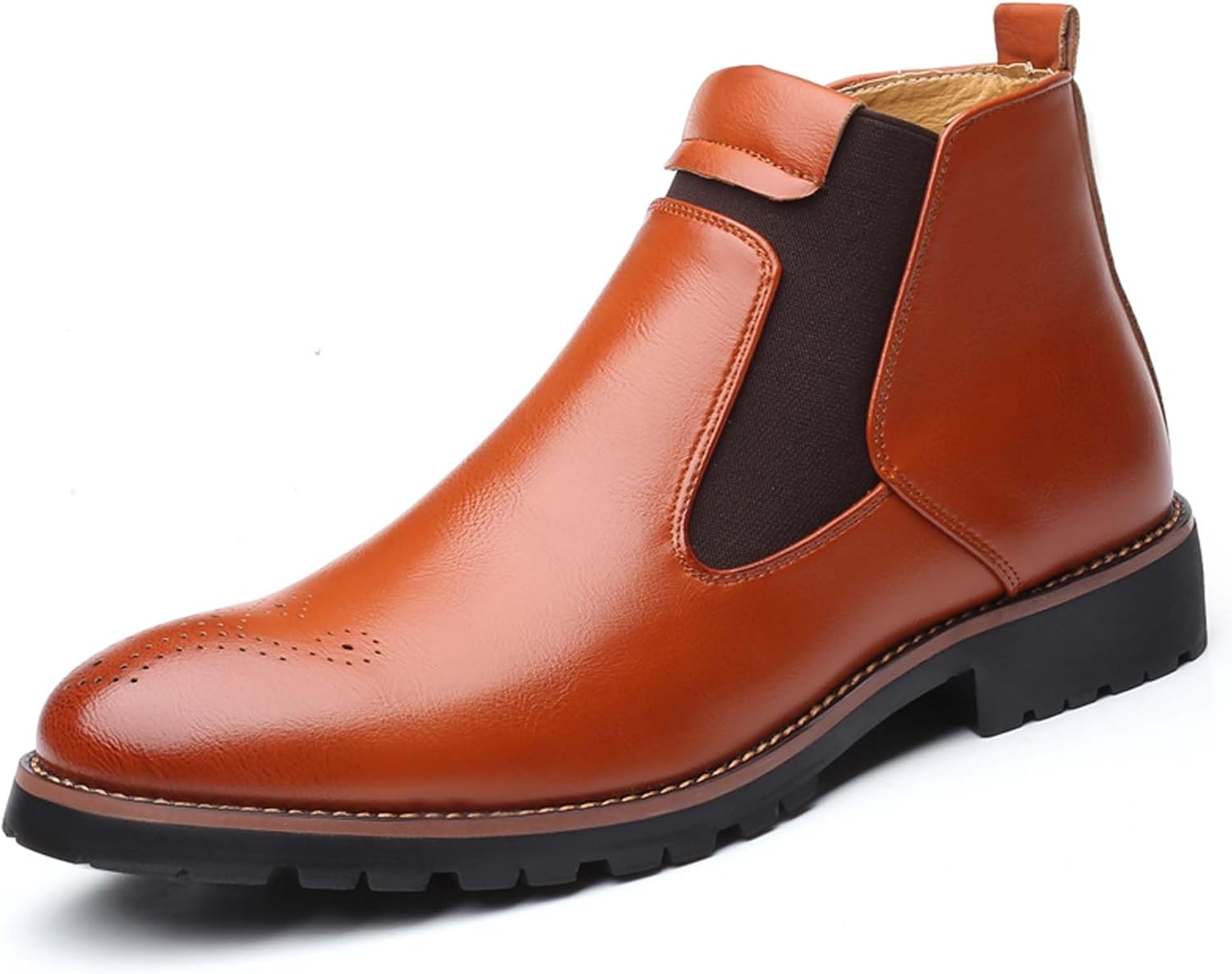 

Мужские ботинки челси - высокие кожаные ботинки в стиле ретро для делового и повседневного стиля, для вождения, работы, униформы и прогулок Generic, коричневый