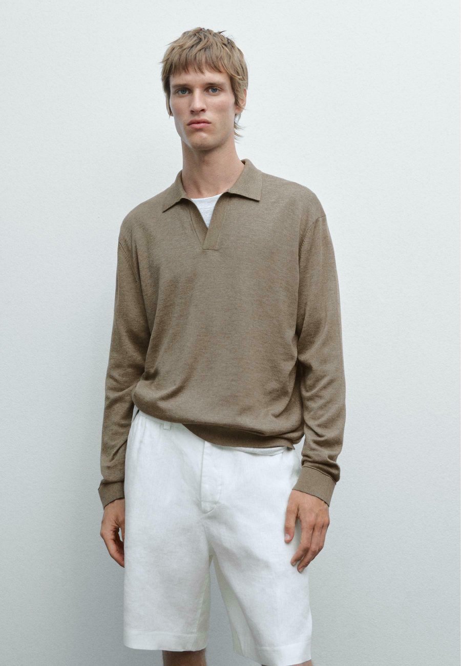 

Поло Massimo Dutti LONG SLEEVE POLO COLLAR, Khaki