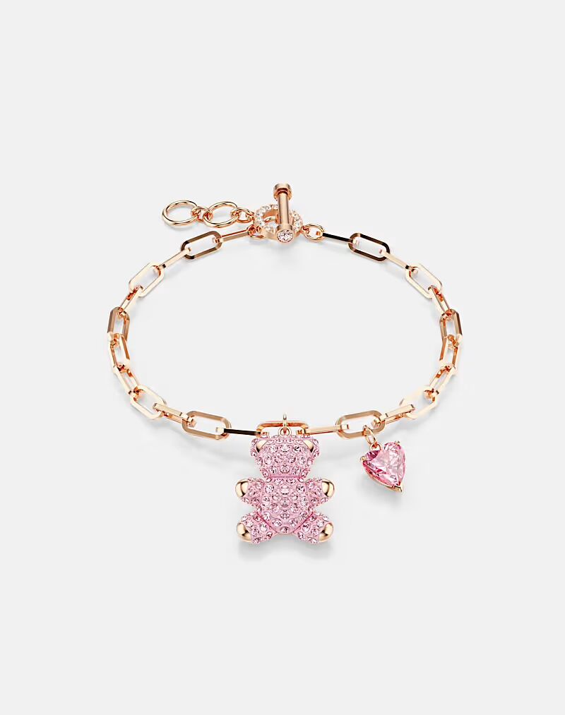 

Браслет Teddy, медведь, розовый, с покрытием оттенка розового золота Swarovski